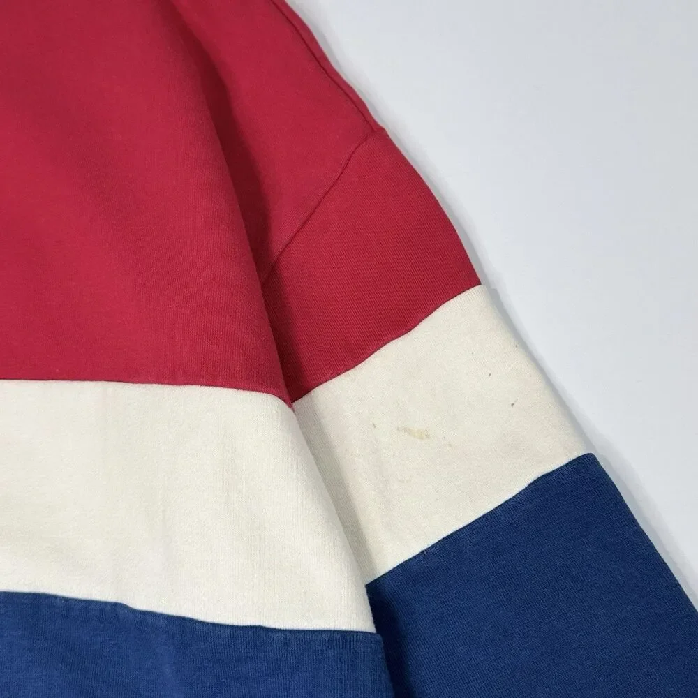 Zara Men’s Fast Paced Color‎ Block Sweater Red/White/Blue Pullover Size L